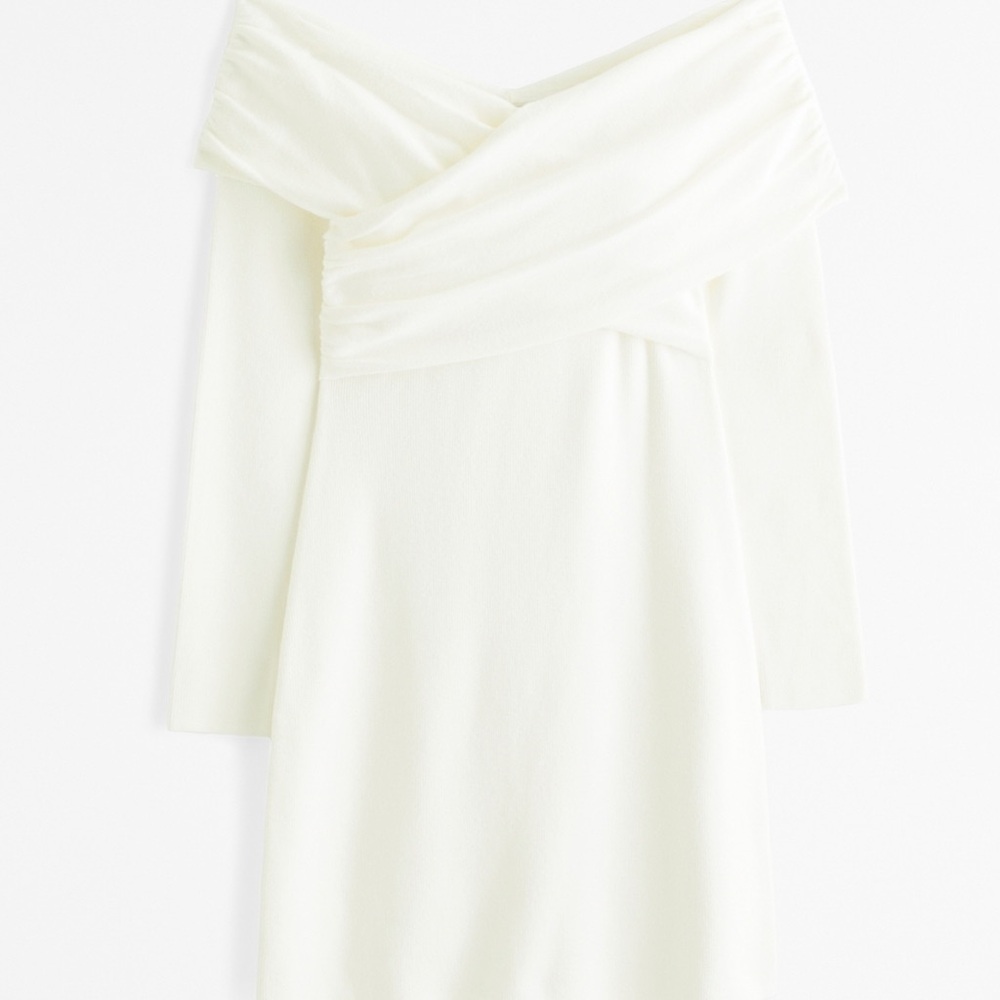 Abercrombie Off-Shoulder White Sweater Dress